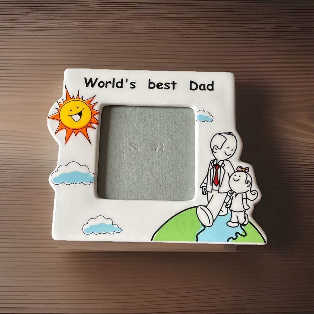 Russ Berrie Worldsβ Best Dad Ceramic 3x3 Picture Frame Fathers Day Daughter